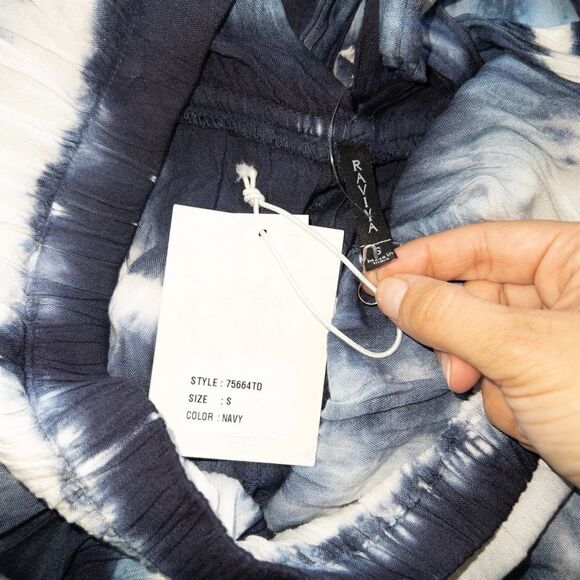 NWT Raviya Navy Tie Dye Strapless Maxi Swimsuit Cover Up Size Small - Picture 8 of 9